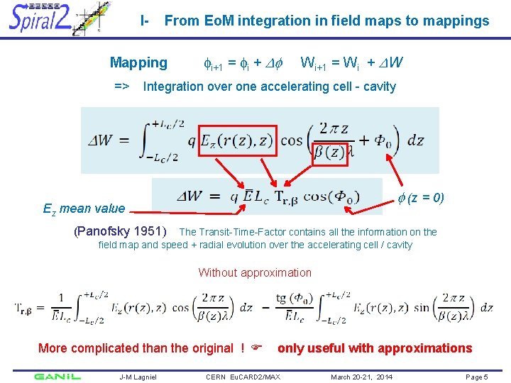 I- From Eo. M integration in field maps to mappings Mapping => i+1 =