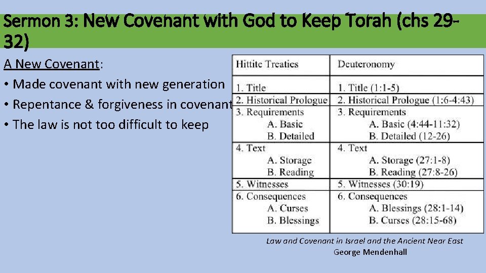 Sermon 3: New Covenant with God to Keep Torah (chs 29 - 32) A
