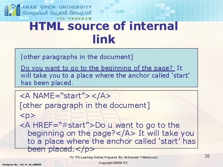 HTML source of internal link [other paragraphs in the document] Do you want to