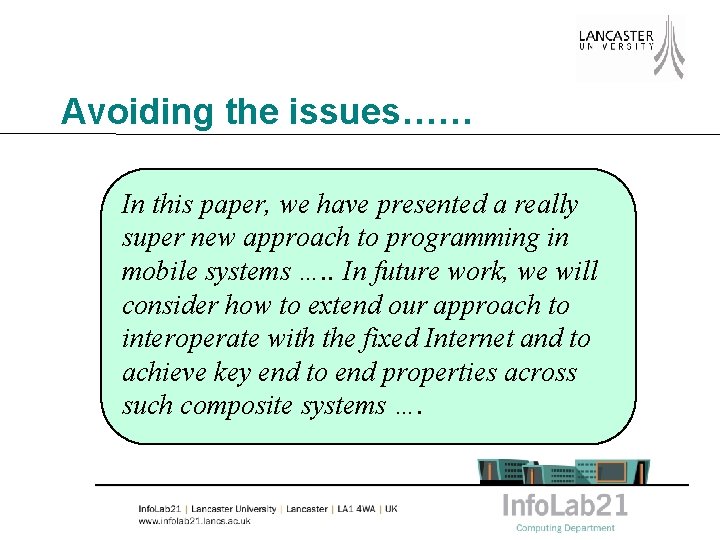 Avoiding the issues…… In this paper, we have presented a really super new approach