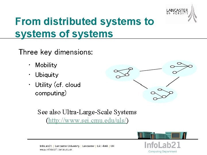 From distributed systems to systems of systems Three key dimensions: • Mobility • Ubiquity