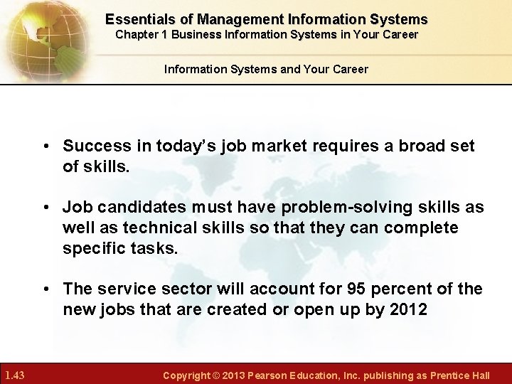 Essentials of Management Information Systems Chapter 1 Business Information Systems in Your Career Information