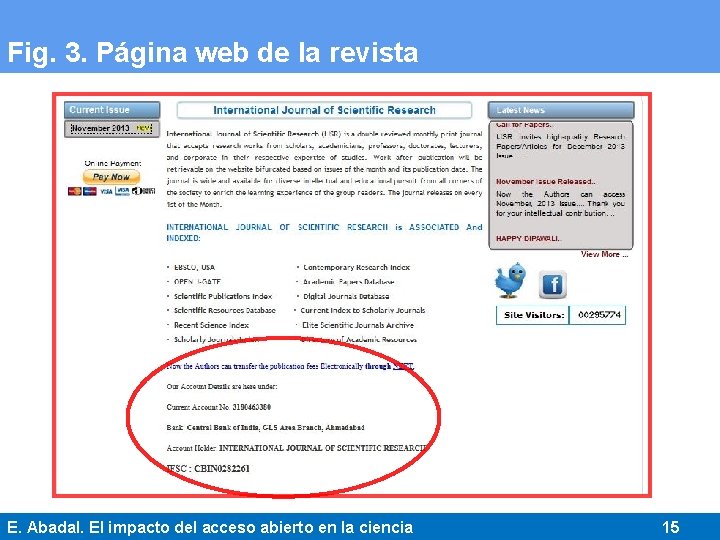 Fig. 3. Página web de la revista E. Abadal. El impacto del acceso abierto