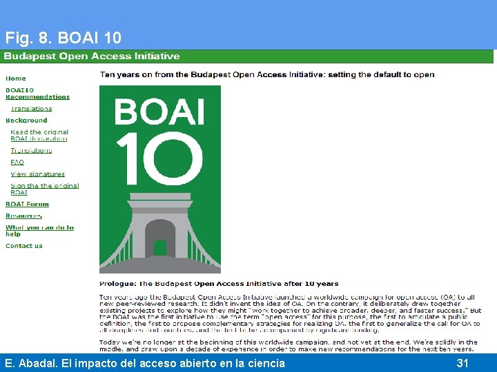 Fig. 8. BOAI 10 E. Abadal. El impacto del acceso abierto en la ciencia