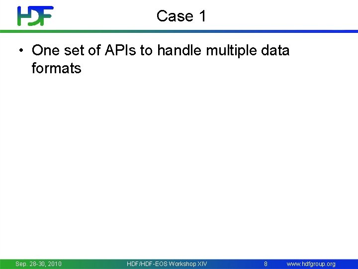 Case 1 • One set of APIs to handle multiple data formats Sep. 28