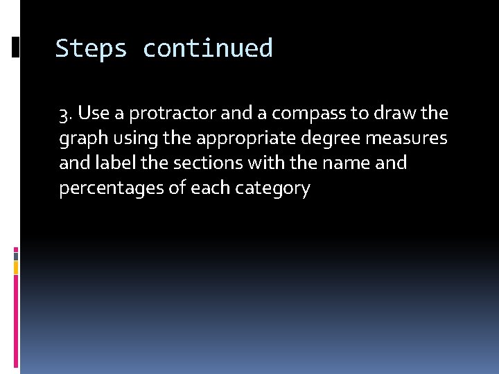 Steps continued 3. Use a protractor and a compass to draw the graph using