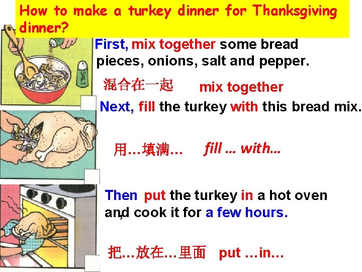 How to make a turkey dinner for Thanksgiving dinner? First, mix together some bread