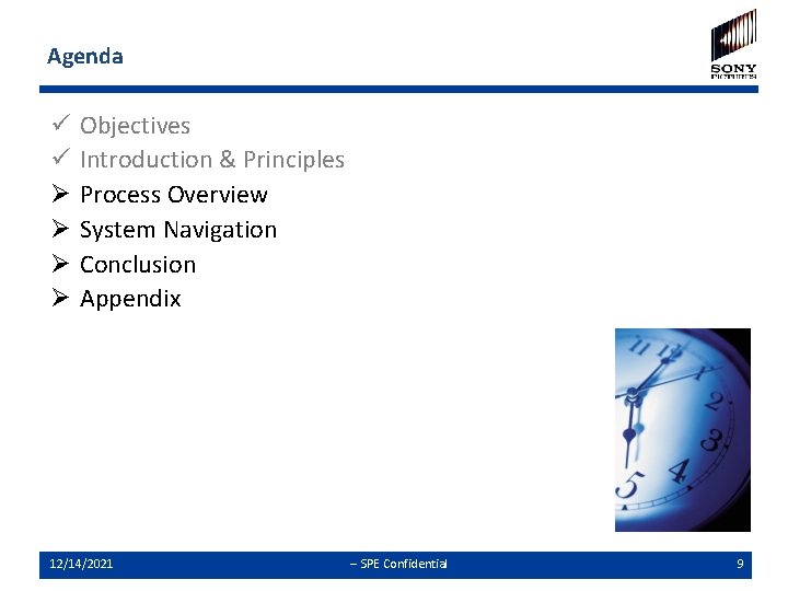Agenda ü ü Ø Ø Objectives Introduction & Principles Process Overview System Navigation Conclusion