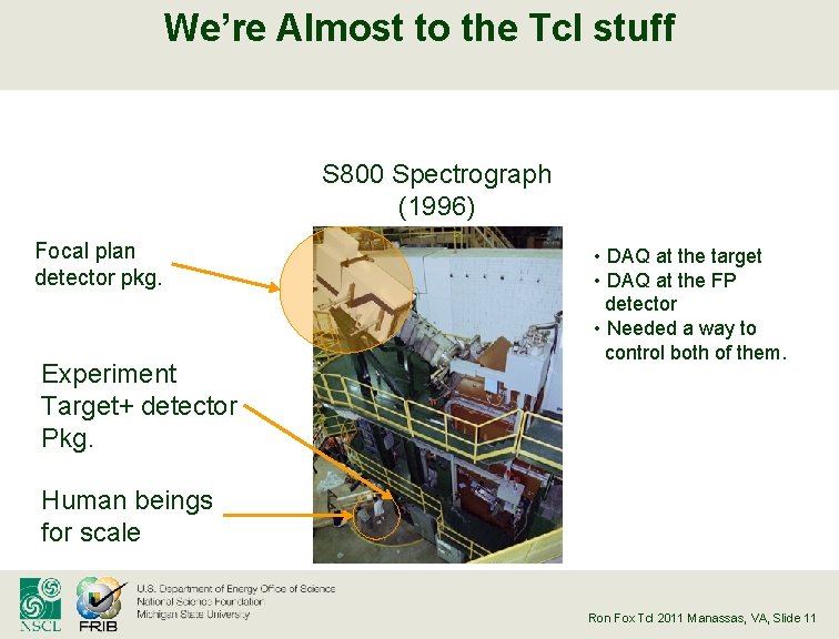 We’re Almost to the Tcl stuff S 800 Spectrograph (1996) Focal plan detector pkg.