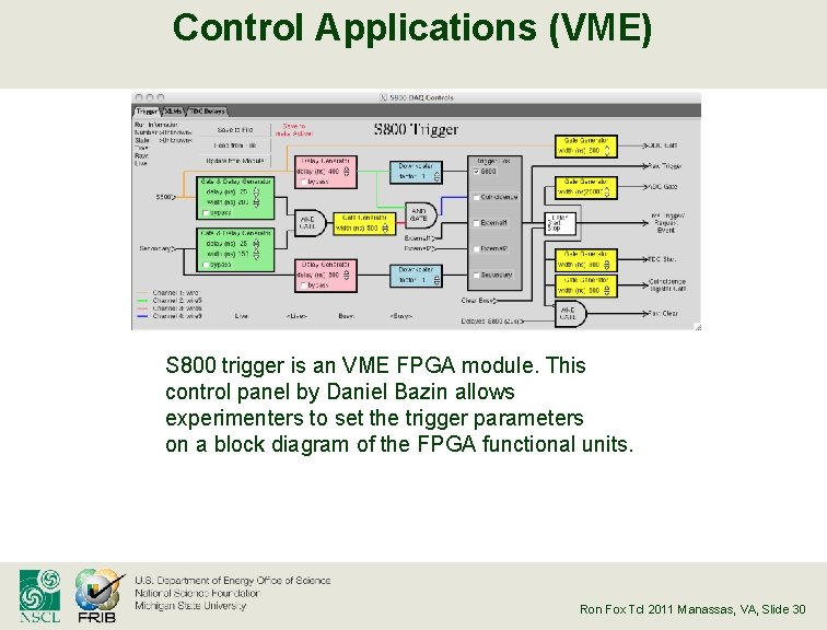 Control Applications (VME) S 800 trigger is an VME FPGA module. This control panel