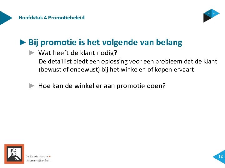 Hoofdstuk 4 Promotiebeleid ► Bij promotie is het volgende van belang ► Wat heeft