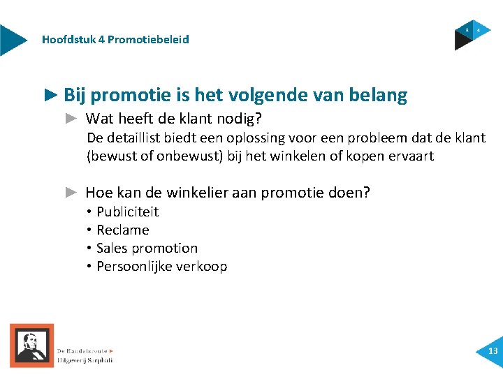 Hoofdstuk 4 Promotiebeleid ► Bij promotie is het volgende van belang ► Wat heeft