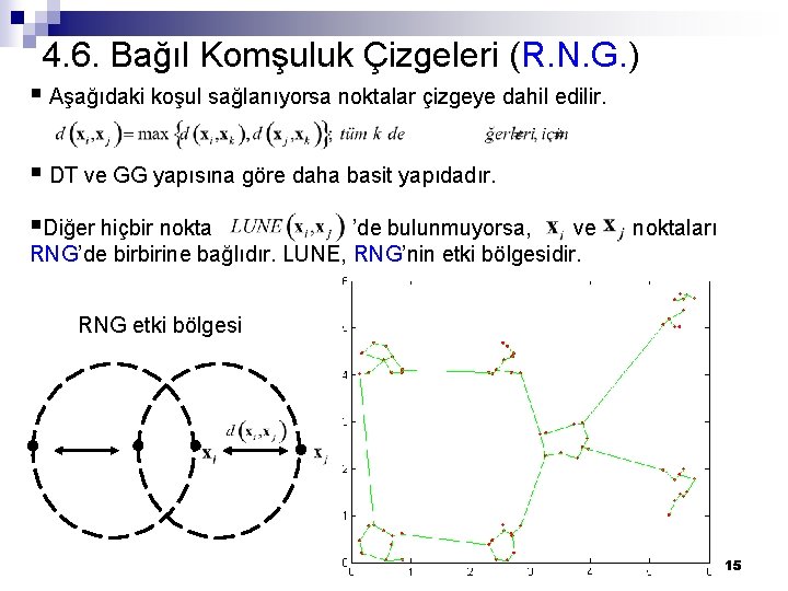 4. 6. Bağıl Komşuluk Çizgeleri (R. N. G. ) § Aşağıdaki koşul sağlanıyorsa noktalar