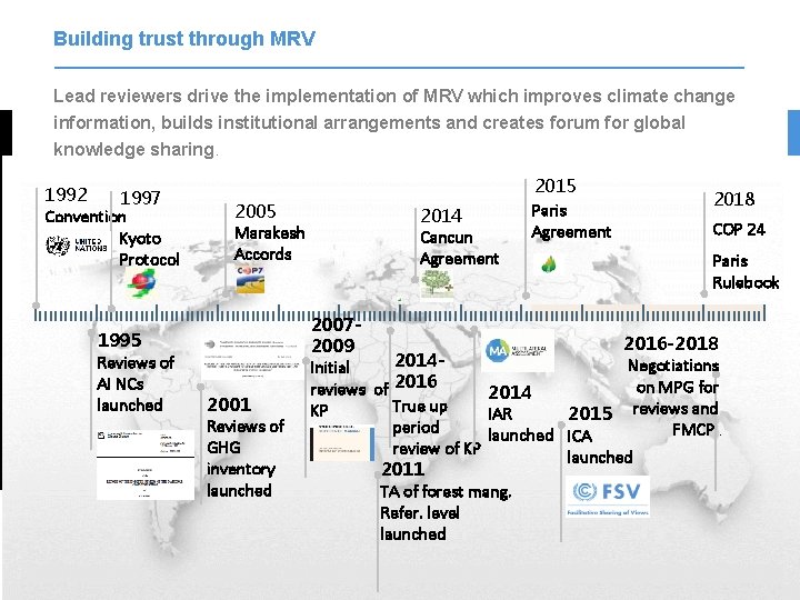 Building trust through MRV Lead reviewers drive the implementation of MRV which improves climate