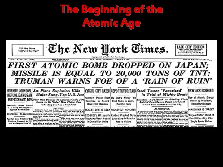 The Beginning of the Atomic Age 