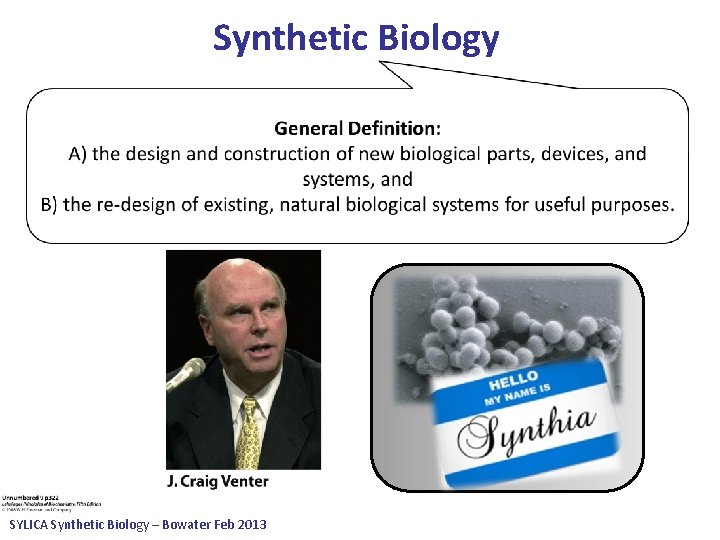 Synthetic Biology SYLICA Synthetic Biology – Bowater Feb 2013 