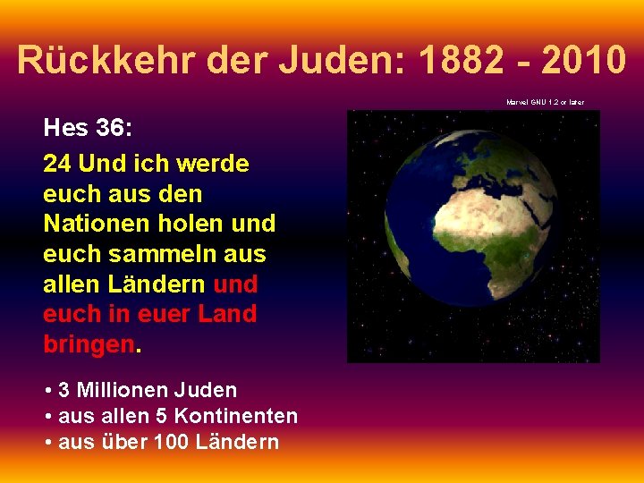 Rückkehr der Juden: 1882 - 2010 Marvel GNU 1. 2 or later Hes 36: