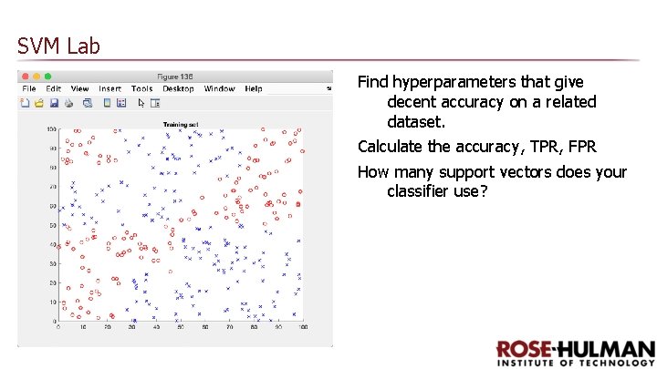 SVM Lab Find hyperparameters that give decent accuracy on a related dataset. Calculate the SVM Lab Find hyperparameters that give decent accuracy on a related dataset. Calculate the