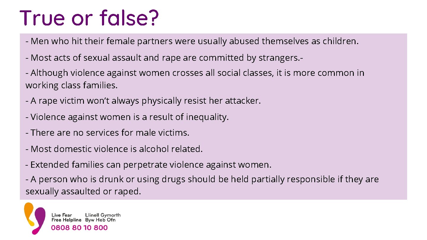 True or false? - Men who hit their female partners were usually abused themselves True or false? - Men who hit their female partners were usually abused themselves
