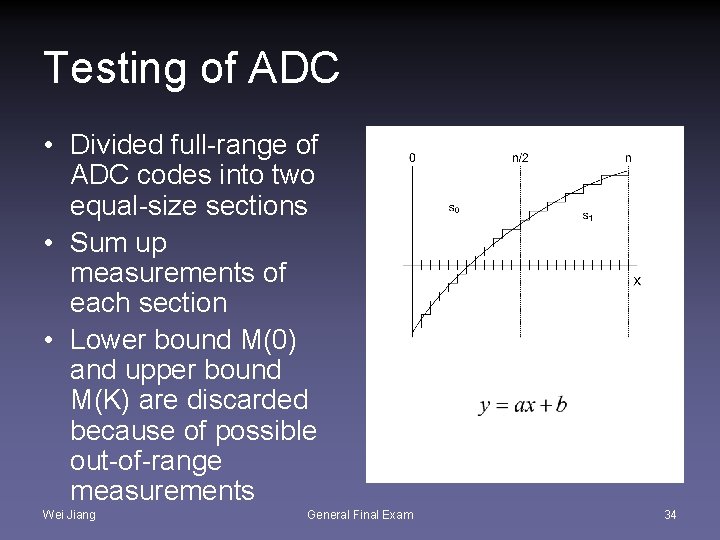 Testing of ADC • Divided full-range of ADC codes into two equal-size sections •