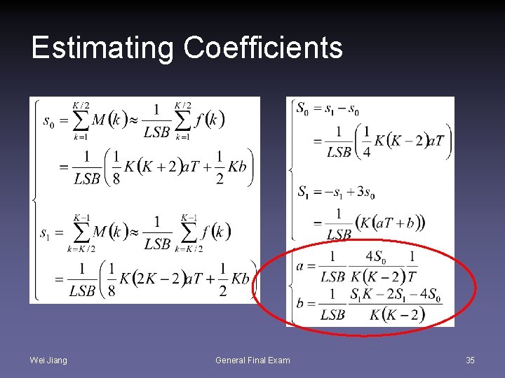 Estimating Coefficients Wei Jiang General Final Exam 35 