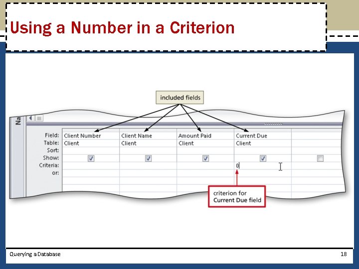 Using a Number in a Criterion Querying a Database 18 