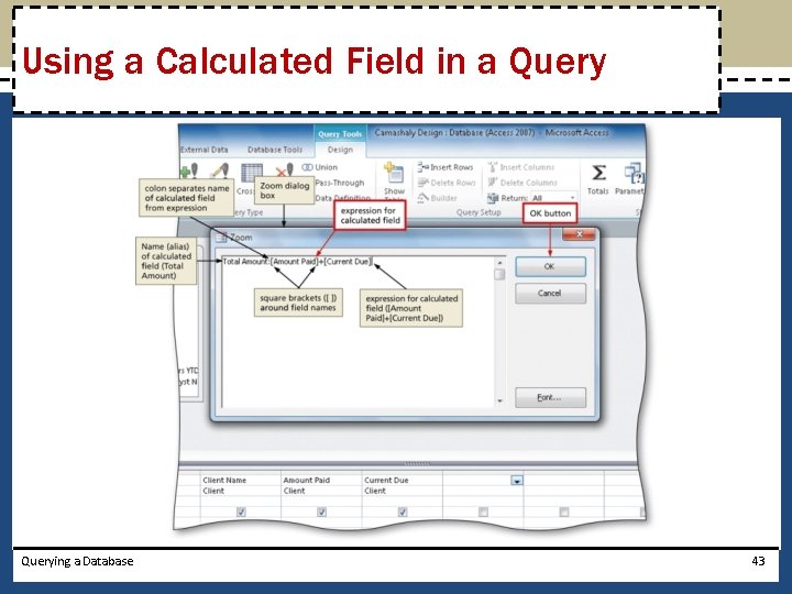 Using a Calculated Field in a Querying a Database 43 