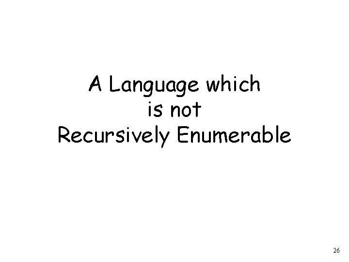 A Language which is not Recursively Enumerable 26 