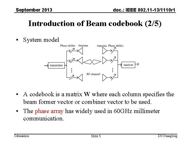 September 2013 doc. : IEEE 802. 11 -13/1110 r 1 Introduction of Beam codebook