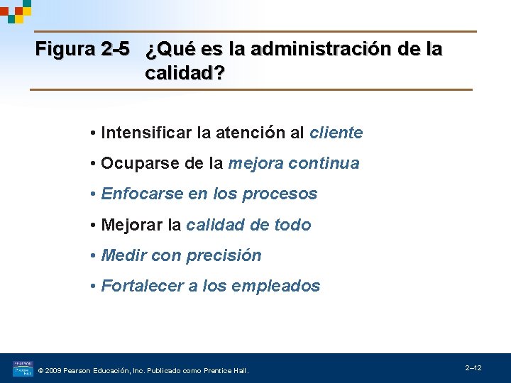 Figura 2 -5 ¿Qué es la administración de la calidad? • Intensificar la atención