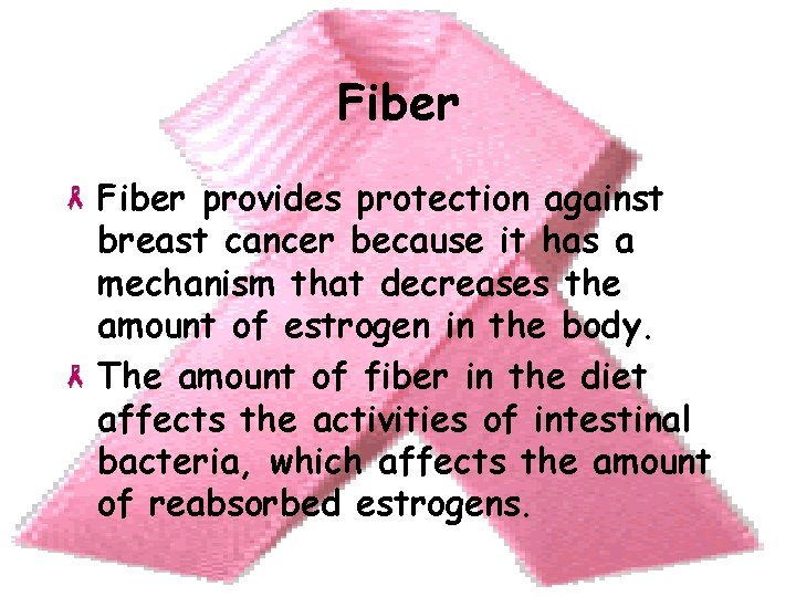 Fiber provides protection against breast cancer because it has a mechanism that decreases the