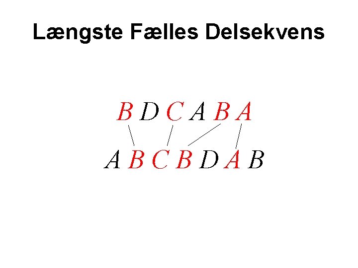 Længste Fælles Delsekvens BDCABA ABCBDAB 