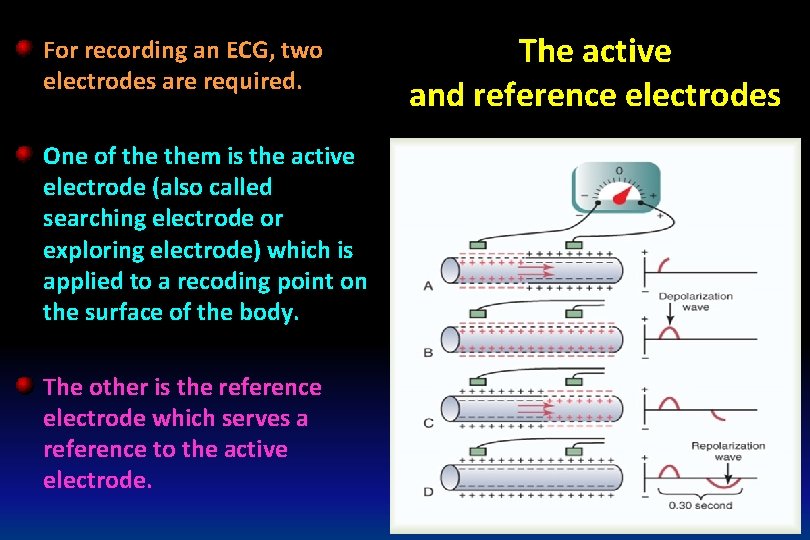 For recording an ECG, two electrodes are required. One of them is the active