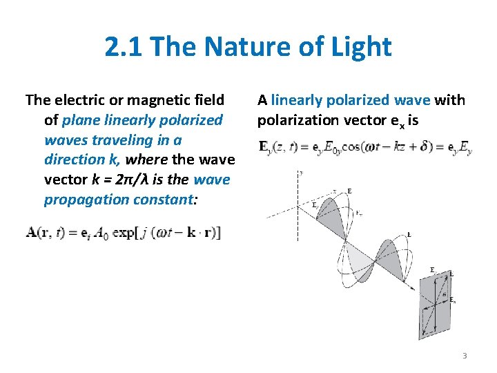 2. 1 The Nature of Light The electric or magnetic field of plane linearly 2. 1 The Nature of Light The electric or magnetic field of plane linearly