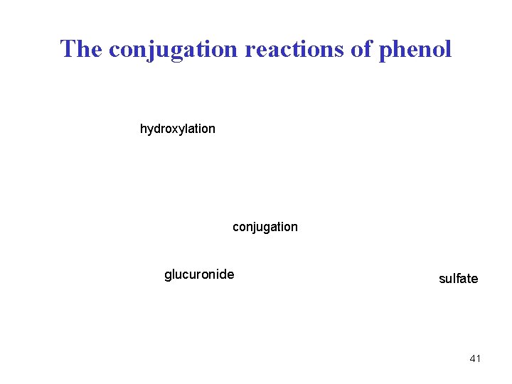 The conjugation reactions of phenol hydroxylation conjugation glucuronide sulfate 41 