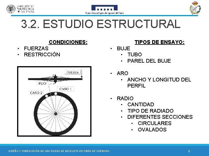 3. 2. ESTUDIO ESTRUCTURAL CONDICIONES: • FUERZAS • RESTRICCIÓN TIPOS DE ENSAYO: • BUJE