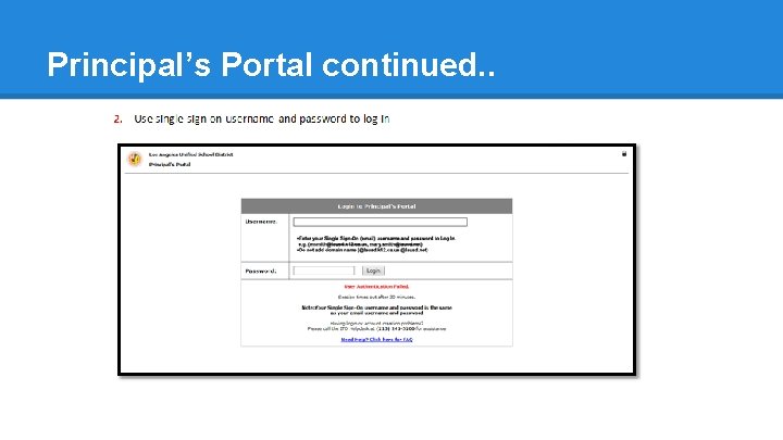 Principal’s Portal continued. . 