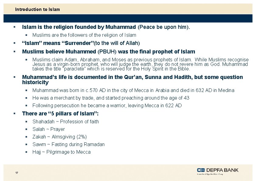 Introduction to Islam § Islam is the religion founded by Muhammad (Peace be upon