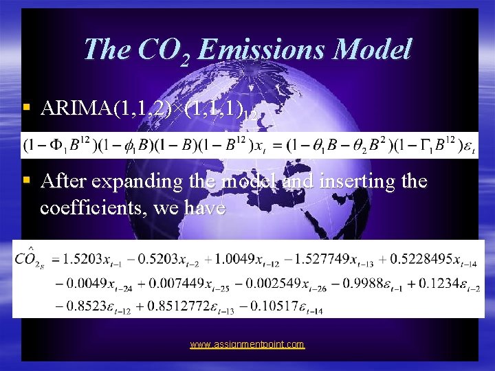 Carbon Dioxide Emissions Model www assignmentpoint com Carbon