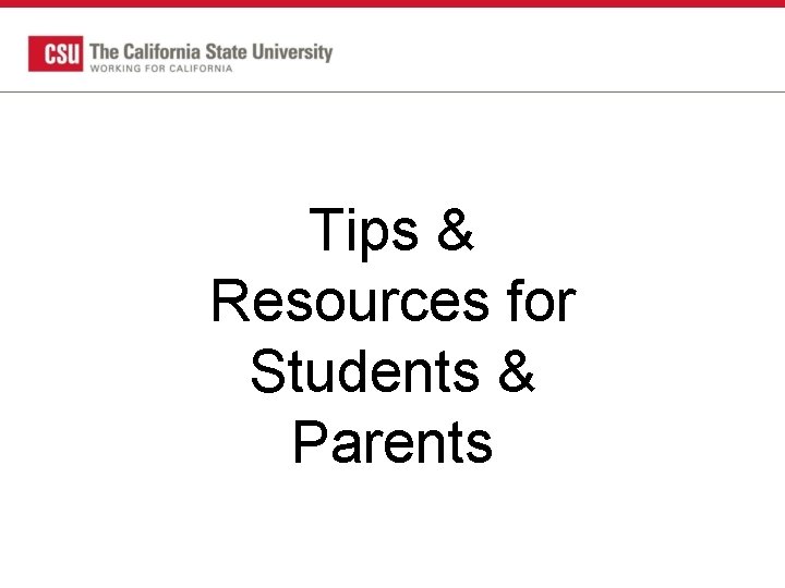 Tips & Resources for Students & Parents 