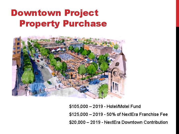 Downtown Project Property Purchase $105, 000 – 2019 - Hotel/Motel Fund $125, 000 –
