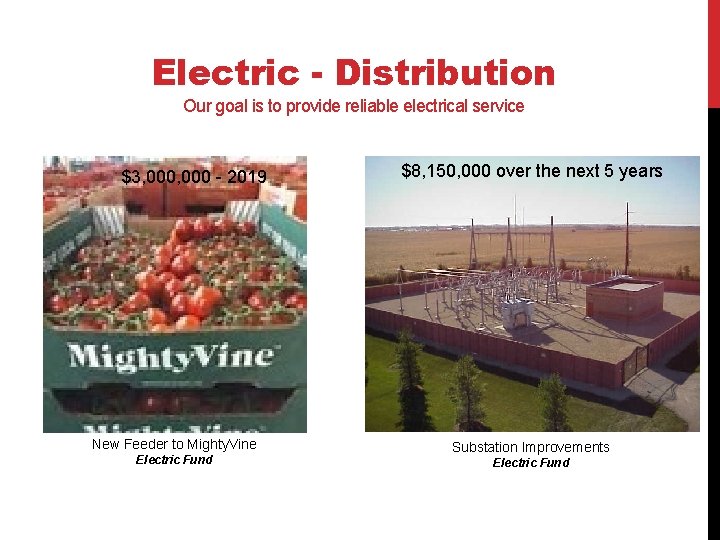Electric - Distribution Our goal is to provide reliable electrical service $3, 000 -