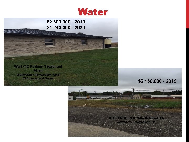 Water $2, 300, 000 - 2019 $1, 240, 000 - 2020 Well #12 Radium