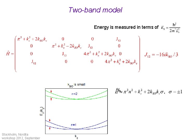 Two-band model Energy is measured in terms of Stockholm, Nordita workshop 2012, September 