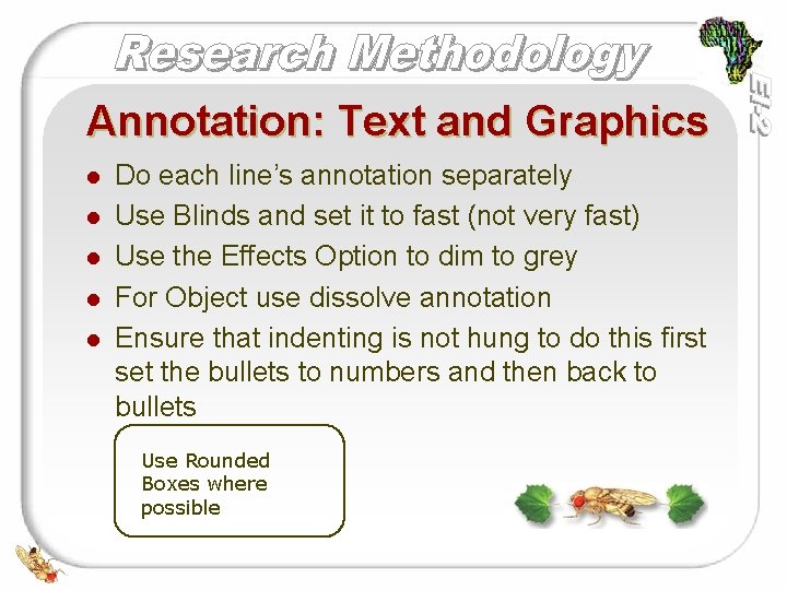 Annotation: Text and Graphics l l l Do each line’s annotation separately Use Blinds