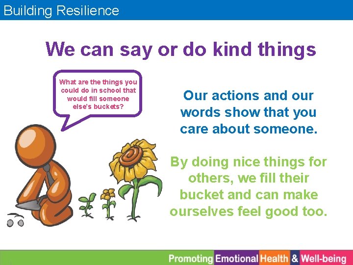 Building Resilience We can say or do kind things What are things you could