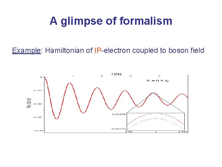 A glimpse of formalism Example: Hamiltonian of IP-electron coupled to boson field 