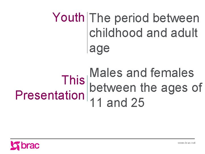 Youth The period between childhood and adult age Males and females This between the