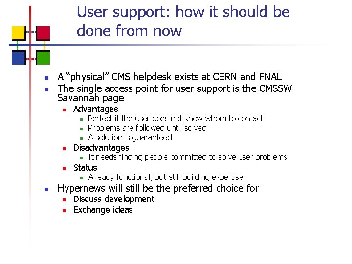 User support: how it should be done from now n n A “physical” CMS