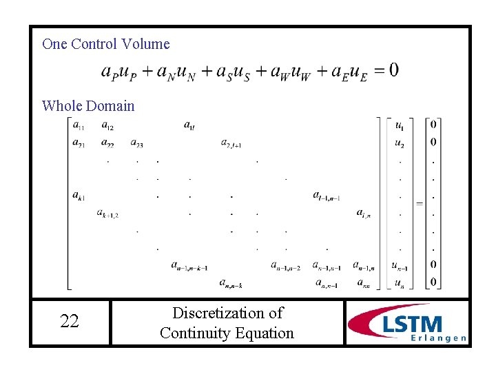 One Control Volume Whole Domain 22 Discretization of Continuity Equation 